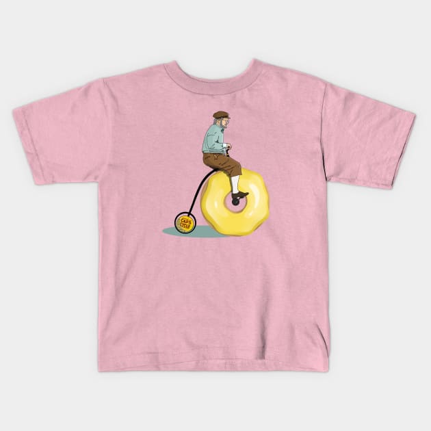 High wheeler Donut bike Kids T-Shirt by Crooked Skull